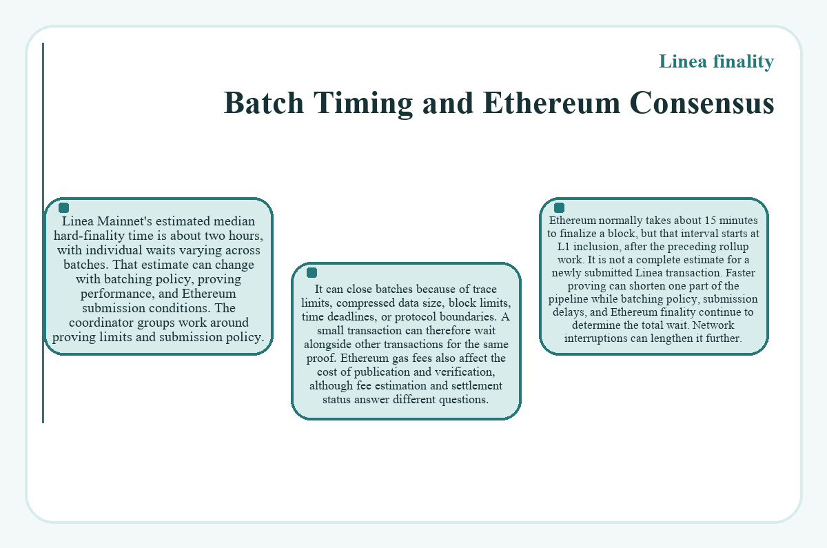 Linea finality - Batch Timing and Ethereum Consensus